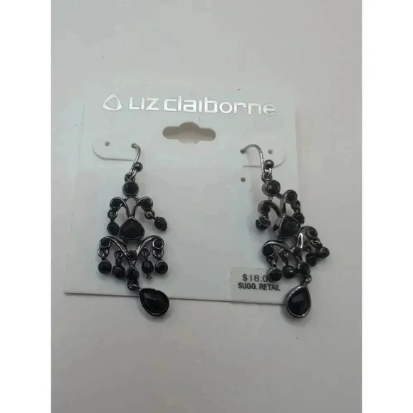NWT Liz Claiborne RSVP Assorted Earrings Set Black Silvertone Rhinestone - Picture 4 of 9